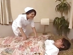 Kinu Misawa big-breasted nurse licks and rides cum cannon