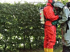 Chemical Hazmat Rubber Suit Action