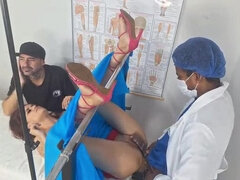Hot redhead teen gets fucked hard by black doctor in gyno exam - cheating wife cuckold interracial