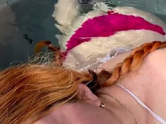 Penny underbust hot tub cock worship