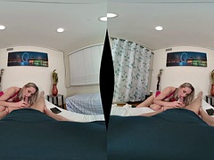 Mature MILF in bed in virtual reality
