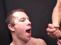 Deviant young man fucked and cum fed after glory hole pounding