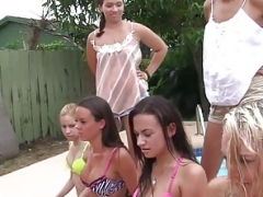 Les amateurs hazed outdoors by sorority gal