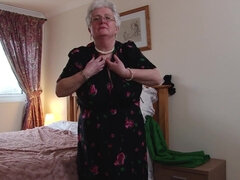 Old Mature Grandma Solo in lingerie - Hairy granny rubs and toys her wet pussy - Toys
