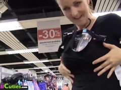Watch these amateur babes get naughty in public with mallcuties