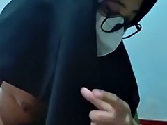 Working out with college friends, girls in hijab