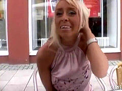 Hot German blonde first-timer orgy In A Public Toilet POV