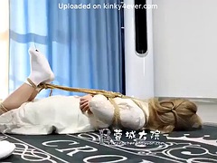 Chinese bondage and tickling in white socks