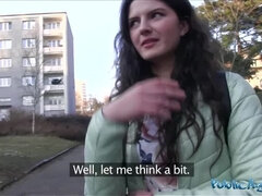Public Agent Italian loves sucking and riding cock in public