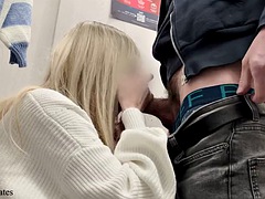 Public flashing dick in front of the seller in Westfield London ended with a blowjob in the locker room