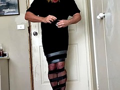 Daisy all taped up in a tight black dress