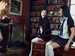 Misha Cross, Lady Dee and Alice Judge fucking in the library