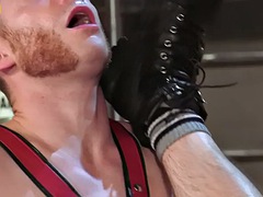 BDSM leather jock whips and fucks submissive ass