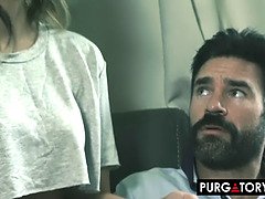 Brunett, Par, Långt ner i halsen, Sätta munkavle på, Hd, Verklighet, Trekant, Tuttar