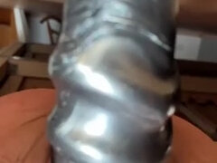 Riding on a big dildo and double penetration with Vibro XXL