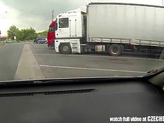 Real WHORE Picked up Between Trucks and Get Paid for Sex