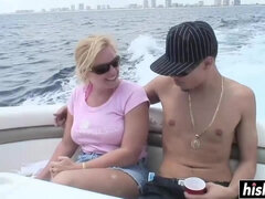 Amazing Cameron Keys makes a guy cum on boat