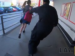 Law4k. saucy thing gets abjected hard by 2 rude security officer in jail
