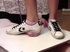 goddess Jane extreme shaft and ball crushing with sneakers
