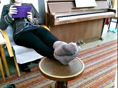 Enthousiasteling, Voeten, Fetisj, Voeten fetish, Nylonstof, Panty, Lerarin