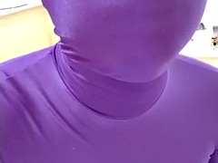 Full body masturbation in purple pantyhose