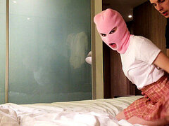 Blasen, Sperma im mund, Spermaladung, Frau, Maske, Orgasmus, Jungendliche (18+)