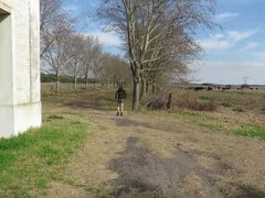 Mature Amateur Blonde Strips Nude on Country Road - Outdoor MILF Ass Flash