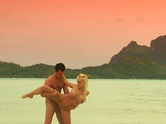 ビーチ, デカパイ, 黒人, ブロンド, フェラチオ, チン, ピアス, タトゥー