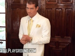 Grosser schwanz, Hundestellung, Lecken, Pornostars, Rasiert, Spanisch, Flotter dreier, Titten