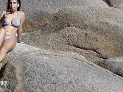 Eating Anus on the Nudist Beach - outdoor rimjob hardcore with cumshot with brunette girlfriend