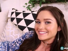 Flat Teen Zoe Bloom Shows Off Her Million-Dollar Smile in Cute Dress - Solo Masturbation in Kitchen