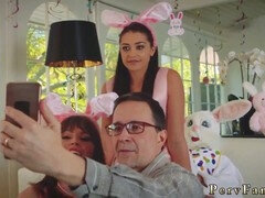 Stepfather and stepdaughter seduce stepuncle to fuck young Avi Love