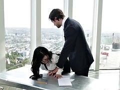 Young secretary punished by her boss