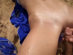 Petite blonde with big ass fucks on the beach! Amateur LeoLulu