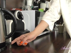 人妻の, キッチン, オナニー, オマンコ, 赤毛, 剃毛