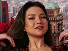 Elegant voyeur peeping BBCs handjob