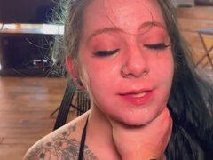 Brunette, Sperm skott, Runke, Hardcore, Hd, Synsvinkel, Strømper, Tattovering