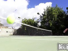Watch this amateur Latina's tennis lesson POV-style with a hot blowjob and ass play