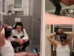 Bondage sadomaso, Bondage, Brunetta, Dominazione femminile, Cibo, Tedesca amatoriale, Schiavo, Toilette