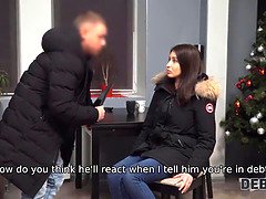 Debt4k. woman owes cash and she is fucked after the debt collector finds her