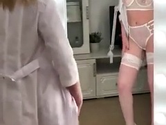 Sugar Nadya plays with her pussy with latex gloves