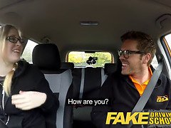 Ryan Ryder's Pigtail Hairy Tease & Hairy Pussy Creampie in Fake Driving School