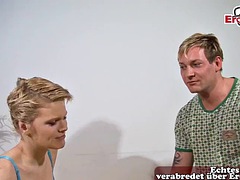 Meet and fuck at a real German amateur casting for the first time