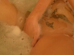 British Big Tits Babe in Soap and Candle Wax Bath