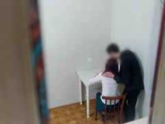 The teacher fucked the student on the table. Hidden camera. Part 1