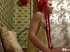 Redhead stepsister gets a hard banging in doggy-style