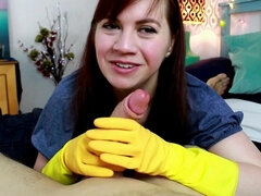 Blowjob With Household Rubber Gloves - Blowjob