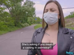 Brunette, Håndjob, Naturlige bryster, Udendørs, Offentlig, Realitet, Ridning, Barberet