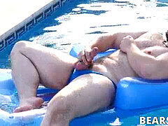 Schwul, Masturbation, Im freien, Pool, Solo