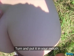 Enthousiasteling, Pijpbeurt, Sperma in gezicht, Handbeurt, Buiten, Gezichtspunt, Openbaar, Slikken